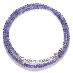 Natürliche Tansanit-Halskette, Edelstein glatte Perlen, echter Tansanit Schmuck, Geschenk für Frauen, zierliche blaue Halskette von NirvanaIN