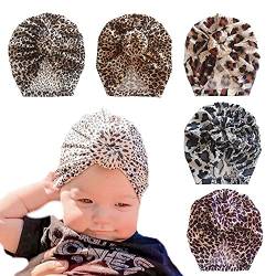 Nishine Neugeborene Bogen geknotete Turban Hüte für Baby Mädchen Nette Weiche Leopard Donut Krankenhaus Hut Infant Nursery Indian Beanie Headwrap Set von Nishine