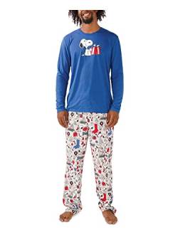 Munki Munki Passendes Snoopy Holiday Family Pyjama-Set für Herren, grau, Large von Nite Nite Munki Munki