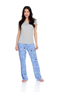 Nite Nite Munki Munki Damen Nite Soft Jersey Knit Short Sleeve and Pant PJ Pyjama Set, Yoga Tier, XX-Large von Nite Nite Munki Munki