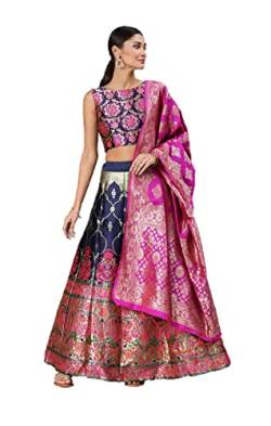 Lehenga Choli für Damen, fertig genäht, indische Designerin, traditionelles Partykleid, Hochzeitskleid, Marineblau 4, Small von Nitimatta