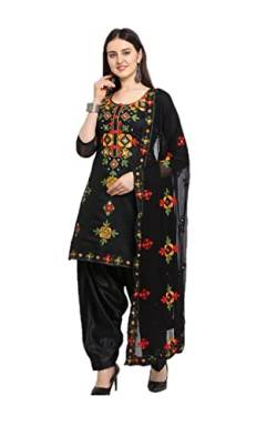 Nitimatta Salwar Kameez Anzug-Set für Damen, bereit zu tragen, Übergröße, indisches Punjabi-Kleid für Patiala, Partykleidung für Frauen, schwarz/gelb, Large von Nitimatta