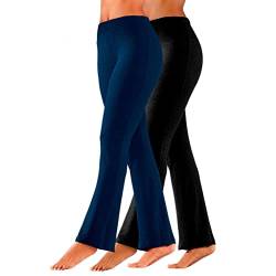 Damen 2 Pack Umstandshose Bootcut Yogahose Jazzpants mit Gesäßtaschen Schlaghose Schwangerschaftshose Farbe: schwarz/Marine Größe: XL von Nitis Umstandsmode