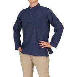 Fischerhemd, Stehkragenhemd, Fisherman Shirt, Mittelalter Hemd, Kurtha, Nepal, einfarbig, Plain blau L von Nitya Design