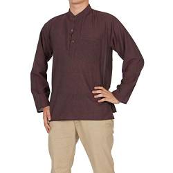 Fischerhemd, Stehkragenhemd, Fisherman Shirt, Mittelalter Hemd, Kurtha, Nepal, einfarbig, Plain braun M von Nitya Design