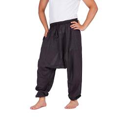 Nitya Design Aladinhose Pumphose Haremshose Sarouel Hose Shalwar Hose Unisex, einfarbig, Plain schwarz M/L von Nitya Design