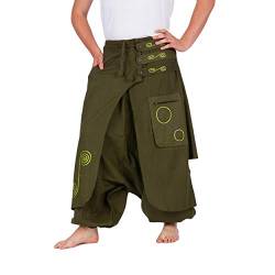 Nitya Design Goa Hose Aladinhose Pumphose Yogahose Bestickt Om Stickerei grün M/L von Nitya Design