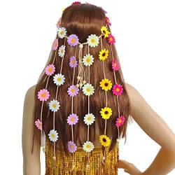 Niuhong Sonnenblume Hippie Stirnband Gänseblümchen Haarschmuck Daisy Blumenkrone Haar-Accessoires Strand Haarreif Boho-Hairband Verstellbar Quaste Haarkranz Blumen Haarbänder Mädchen (Bunt) von Niuhong