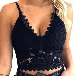 Niunu Sport BH Push Up-Große Größen Spitze BHS Damen Frauen Übergröße Vest Crop Wireless BH Dessous Sexy V-Ausschnitt Unterwäsche Unterhemd, L von Niunu