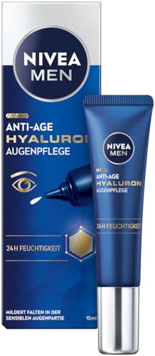 NIVEA MEN Anti-Age Hyaluron Augenpflege, straffende Augencreme gegen Falten und Augenringe, feuchtigkeitsspendende Augenpflege mit Hyaluron (15 ml) von Nivea Men
