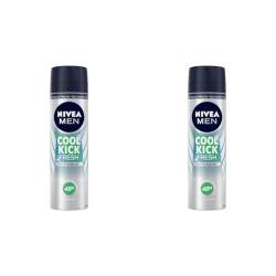 NIVEA MEN Cool Kick Fresh Deo Spray (150 ml), Deodorant schützt 48h gegen Schweiß und Körpergeruch, Antitranspirant mit Kaktuswasser und leichter Formel (Packung mit 2) von Nivea Men