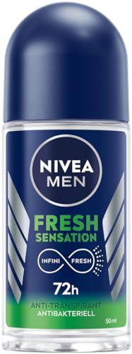 NIVEA MEN Deo für 72h Schutz gegen Schweiß und Geruch, Anti-Transpirant Formel mit antibakterieller Wirkung für langanhaltende Frische, Deodorant mit verführerischem Duft, Fresh Sensation Deo Roll-On (50 ml) von Nivea Men