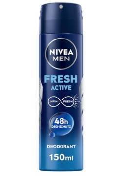 NIVEA MEN Fresh Active Deo Spray, Deodorant mit einzigartiger INFINIFRESH Formel und Meeresextrakten, Deo ohne Aluminium (ACH) für 48h Schutz (150 ml) von Nivea Men