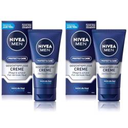 NIVEA MEN Protect & Care Gesichtspflege Creme (75 ml), beruhigende Gesichtscreme für Männer, feuchtigkeitsspendende Tagescreme mit Aloe Vera und Pro Vitamin B5 (Packung mit 2) von Nivea Men