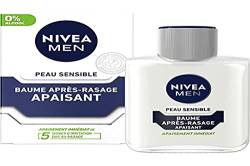 NIVEA MEN Sensible Haut After Shave Balm (1 x 100 ml), After Shave Pflege angereichert mit Kamille & Hamamelis, Gesichtspflege für Männer 0% Alkohol für empfindliche Haut von Nivea Men