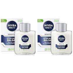 NIVEA MEN Sensitive After Shave Balsam (100 ml), beruhigendes After Shave, feuchtigkeitsspendende Hautpflege nach der Rasur mit Kamille und Vitamin E (Packung mit 2) von Nivea Men