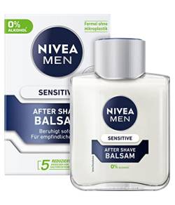 NIVEA MEN Sensitive After Shave Balsam (100 ml), beruhigendes After Shave, feuchtigkeitsspendende Hautpflege nach der Rasur mit Kamille und Vitamin E von Nivea Men