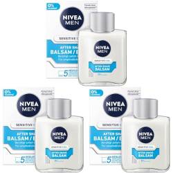 NIVEA MEN Sensitive Cool After Shave Balsam (100 ml), beruhigendes After Shave, Hautpflege nach der Rasur mit Kamille und Vitamin E (Packung mit 3) von Nivea Men