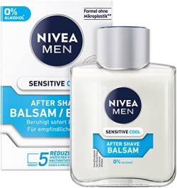 NIVEA MEN Sensitive Cool After Shave Balsam (100 ml), beruhigendes After Shave, Hautpflege nach der Rasur mit Kamille und Vitamin E von Nivea Men