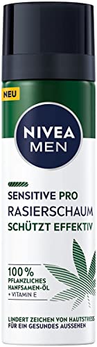 NIVEA MEN Sensitive Pro Rasierschaum (200 ml), sensitiver Rasierschaum mit Hanfsamenöl & Vitamin E, Schutz vor Hautirritationen für eine sanfte und glatte Rasur von Nivea Men