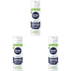 NIVEA MEN Sensitive Rasierschaum (200 ml), Rasierschaum mit Kamille und Vitamin E für eine sanfte Rasur, schützender Rasierschaum für Männer gegen Hautirritationen (Packung mit 3) von Nivea Men