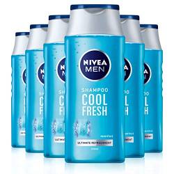 NIVEA Men Cool Fresh Shampoo 250 ml, tägliches Shampoo für Männer, kühle & erfrischende Haarpflege, Menthol-Shampoo geeignet für normales bis fettiges Haar, 6 Stück von Nivea Men
