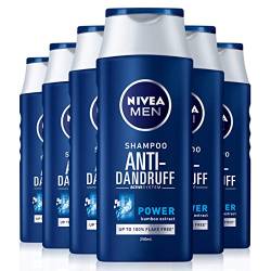 Nivea Men Anti-Schuppen Kraft-Shampoo, 6er-Packung (6 x 250 ml), tägliches Shampoo zur Schuppen-Behandlung für Männer, Anti-Schuppen-Shampoo, entfernt bis zu 100% der sichtbaren Schuppen von Nivea Men