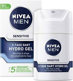 Nivea Men Sensitive 3-Tage Bart Hydro Gel im 1er Pack (1 x 50 ml), Feuchtigkeitscreme für Männer mit empfindlicher Haut & 3-Tage Bart, beruhigende Gesichtscreme von Nivea Men