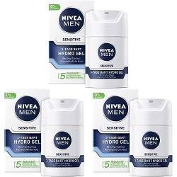 Nivea Men Sensitive 3-Tage Bart Hydro Gel im 3er Pack (1 x 50 ml), Feuchtigkeitscreme für Männer mit empfindlicher Haut & 3-Tage Bart, beruhigende Gesichtscreme von Nivea Men