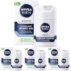 Nivea Men Sensitive 3-Tage Bart Hydro Gel im 4er Pack (1 x 50 ml), Feuchtigkeitscreme für Männer mit empfindlicher Haut & 3-Tage Bart, beruhigende Gesichtscreme von Nivea Men
