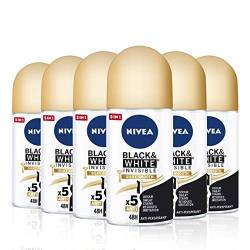 NIVEA Deo (Black & White Invisible Silky Smooth) - 6 x 50 ml (insgesamt 300 ml) von Nivea