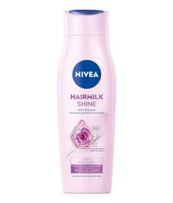 NIVEA Pflegeshampoo Hairmilk Shine Glanz, Shampoo ohne Silikone für trockene Haare mit Mandelöl und Magnolien-Extrakt, Haarshampoo regeneriert von innen und außen (250 ml) von Nivea