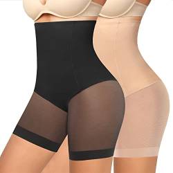 Niwicee Bauchweg Unterhose Damen Miederhose Hohe Taille Nahtlos Formend Bauch Weg Bauchkontrolle Unterwaesche,Hip Lifting Body Shaper Unterwäsche-Schwarz+Beige-L von Niwicee