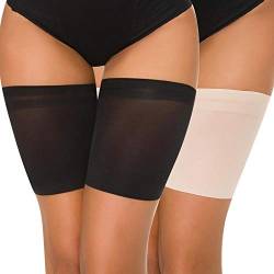 Niwicee Elastische Oberschenkelbänder Damen Oberschenkelschoner Verhindern Reibung Anti Rutsch Thigh Bands Protektor Anti-Reibung Bänder Oberschenkel Socken mit Silikon-Schwarz+Farbe-A von Niwicee