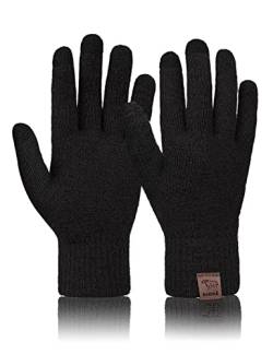 Niwicee Handschuhe Herren Winter Handschuhe Damen Winter Warm Handschuhe Frauen Herren Thermo Fleece Stretch Wolle Bequem Touchscreen Unisex Strickhandschuhe-Schwarz-Damen- von Niwicee