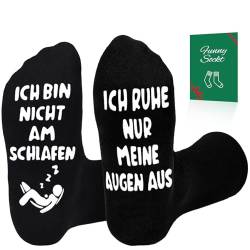 Niwicee Lustige Socken Damen Neuheit Geschenk Socken Herren 39-42 Baumwollsocken Haussocken Wintersocken Weihnachtsgeschenke für Männer-Schwarz-Schlafen von Niwicee