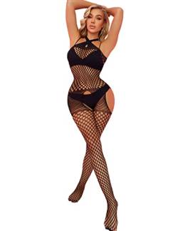 Niwicee Sexy Damen Dessous Bodys Reizwäsche Spitzen Teddy Nahtlose Mesh Nachtwäsche Fischernetz Bodystocking Lingerie Nachtkleid Sleepwear für Romantische Datum Tragen Fischnetz Bodysuits-B von Niwicee