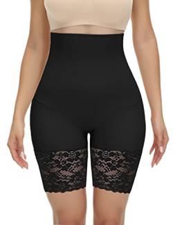 Niwicee Shapewear Damen Bauchweg Unterhose Damen Spitze Miederhose Hohe Taille Figurenformend Unterwäsche Leggings Body Shaper Taillenformen Atmungsaktive Slip Bauch Weg Stark Formend-Schwarz-M von Niwicee