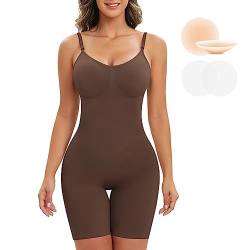 Niwicee Shapewear Damen Body Shaper Bauchweg Figurformender Ganzkörper Formende Bodys Abnehmen Nahtlos Oberschenkel Skims Verstellbarer Riemen Miederbody Stark Formend Bodysuit Women-Braun-S von Niwicee