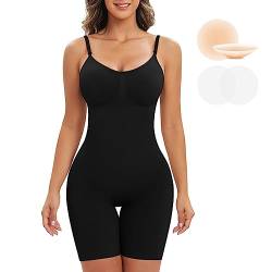 Niwicee Shapewear Damen Body Shaper Bauchweg Figurformender Ganzkörper Formende Bodys Abnehmen Nahtlos Oberschenkel Skims Verstellbarer Riemen Miederbody Stark Formend Bodysuit Women-Schwarz-S von Niwicee