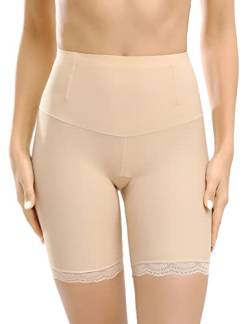 Niwicee Unterhosen Damen Miederpants Radlerhose Kurze Hose Unter Rock Mit Spitze Sicherheitshose Nahtlose Boxershorts Shorts Höschen Leggings Panties Lange Unterwäsche Miederhose Sommer-Beige-XL von Niwicee