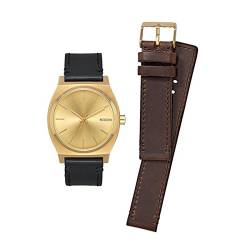 Nixon - Time Teller 37mm Geschenkpaket All Gold/Black/Brown - Armbanduhr Unisex von Nixon