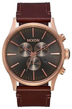 Nixon Unisex Erwachsene Chronograph Quarz Uhr mit Leder Armband A405-2001-00 von Nixon