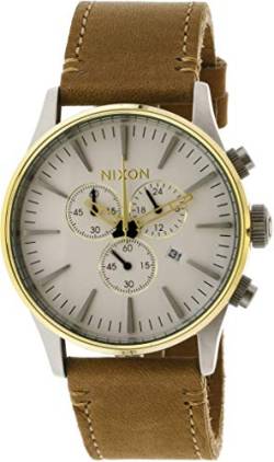 Nixon Unisex Erwachsene Chronograph Quarz Uhr mit Leder Armband A405-2548-00 von Nixon
