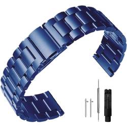 Niziruoup Edelstahl-Uhrenarmband, Schnellverschluss, 16 mm, 18 mm, 20 mm, 22 mm, 24 mm, universal, klassisch, Premium-Uhrenarmband aus gebürstetem Metall, Smartwatch-Ersatzband, für Herren und Damen, von Niziruoup