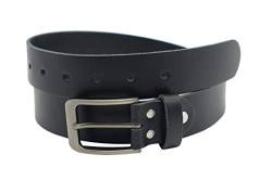 Nk Belt 3,5cm schwarzer Vollrindleder-/Jeansgürtel für Damen und Herren 80cm - 145 cm (115cm Gesamtlänge 125cm) von Nk Belt