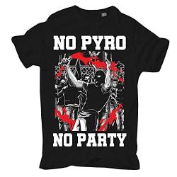 Herren T-Shirt NO PYRO NO Party Ultras Stadion Fussball auswärts Heimspiel von No Fight No Glory