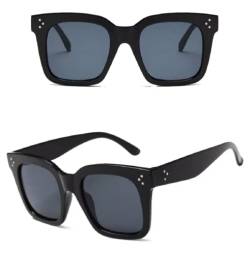 Celeb Sonnenbrille für Damen, quadratisch, Retro-Stil, Vintage, 2020 Ibiza Festival, Schwarz von No Name Ltd