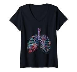 Damen Anatomie der menschlichen Lunge Lungenarzt, Atemlunge T-Shirt mit V-Ausschnitt von No Name