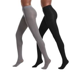 No Nonsense Damen Super Opaque Control-Top Tights Strumpfhose, Schwarz/Stahlfarben, Medium von No Nonsense